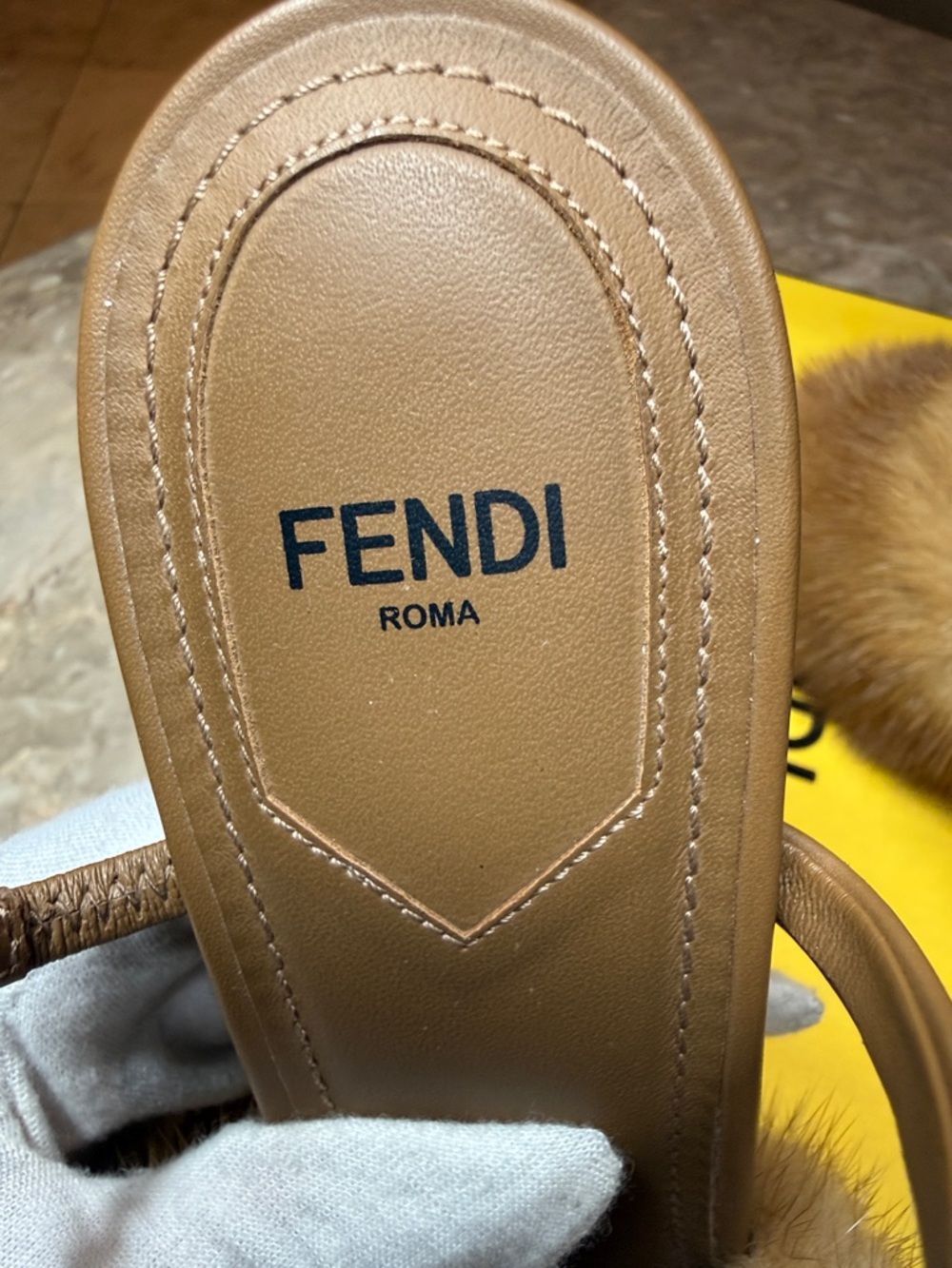 Fendi Brown Fur Slide Mules - Picture 7 of 8